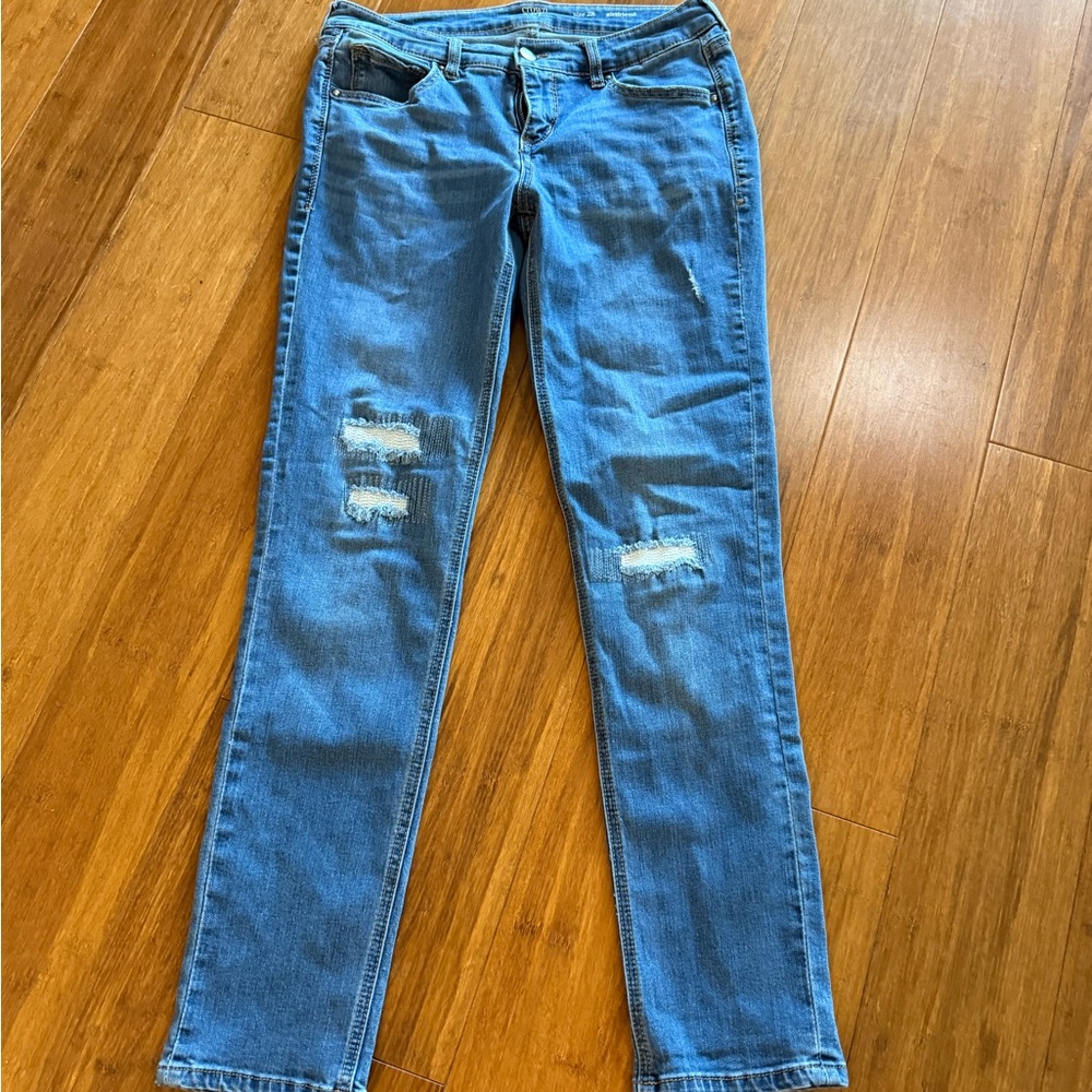 Women's Blue Girlfriend Distressed Jeans
